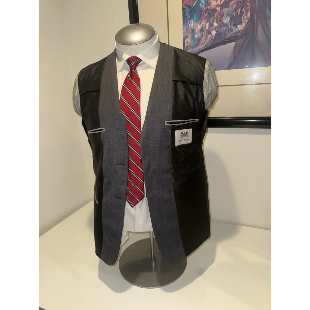 Hickey Freeman 44R Gray Glen Plaid 100% Worsted Wool Blazer 42R  Milburn USA